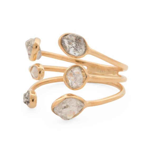 SHAANTI JEWELS Gold Made In India 18k Sterling Silver Herkimer Diamond Ring - Picture 1 of 2